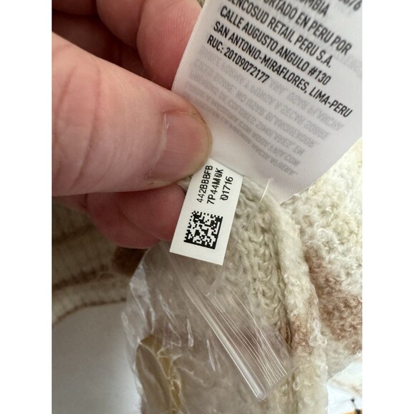 American Eagle Medium Sweater Beige Striped Cropped Button Up Balloon Sleeve NWT - Picture 11 of 12